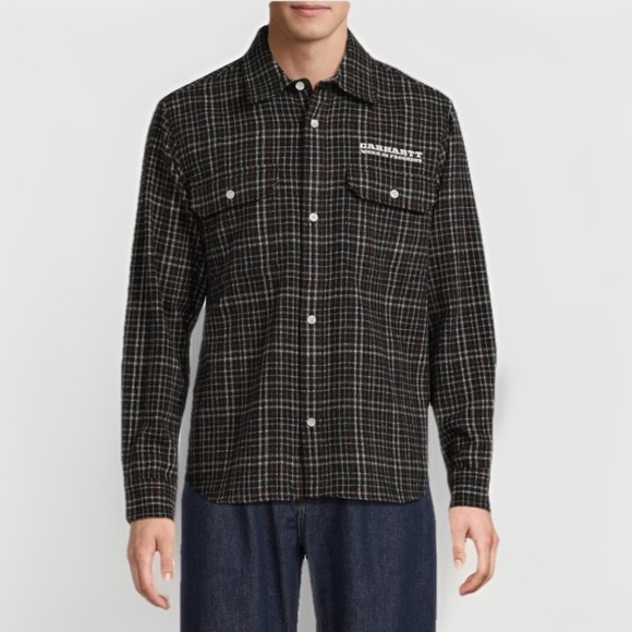 Carhartt WIP Runaway Millett Logo Check Twill Shirt Size Medium - Picture 1 of 9